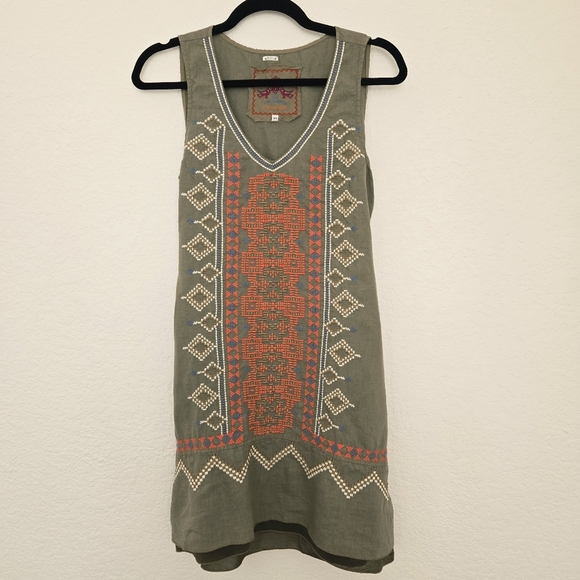 Johnny Was LA Stevie linen Mini dress XS Embroidery Embroidered - Picture 1 of 8